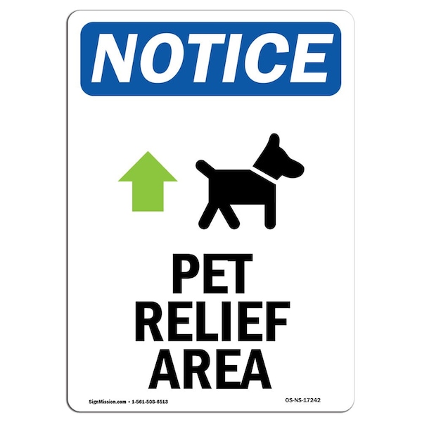 Sign, 5" H, Pet Relief Area (Up Arrow) Sign, Portrait, NS-D-35-V-17242-10PK